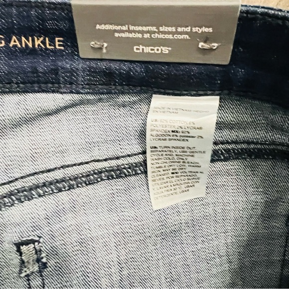 NWT Chicos Girlfriend Slim Ankle Jeans Dark Muted Blue Chicos Sz (3P) U.S. 16P - Picture 6 of 7
